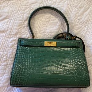 Tory Burch Lee radziwill croco green bag small